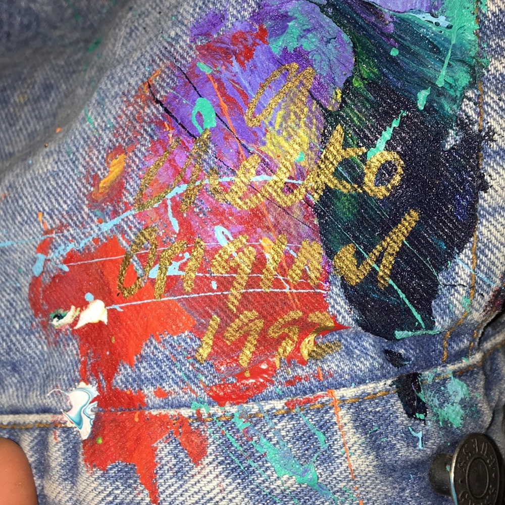 Guess USA classic jean jacket PAUL CHELKO ART 1997 - Picture 4 of 4